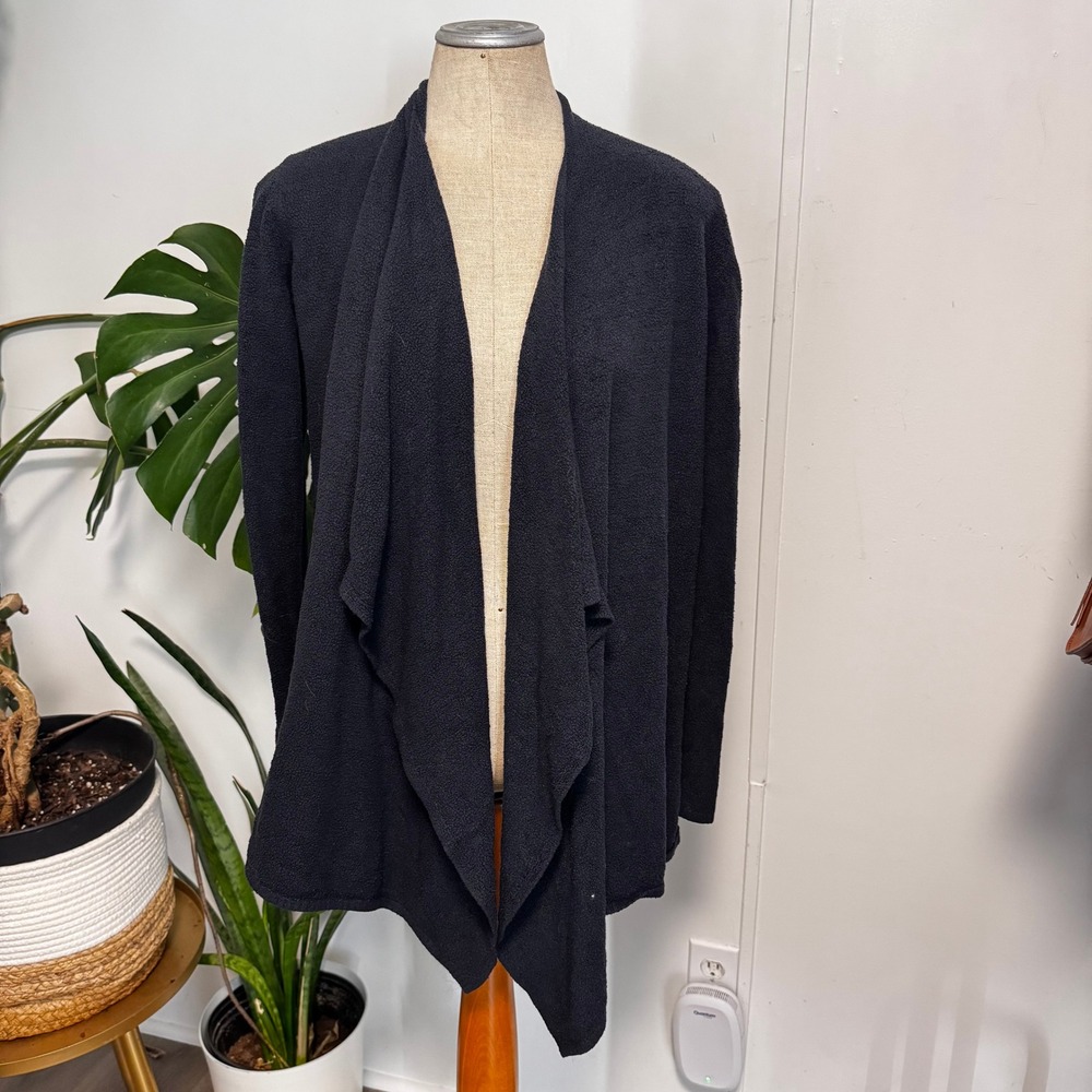 Barefoot Dreams Cardigan Womens S/M Navy Blue Bamboo Chic Lite Draped Open Front